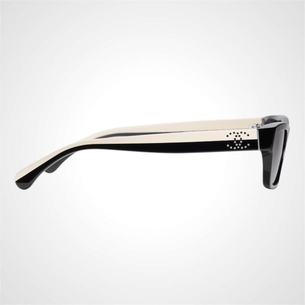 New CHANEL Sunglasses Black Polarized Acetate Strass Crystal CC Rectangle Womens - Picture 3 of 5